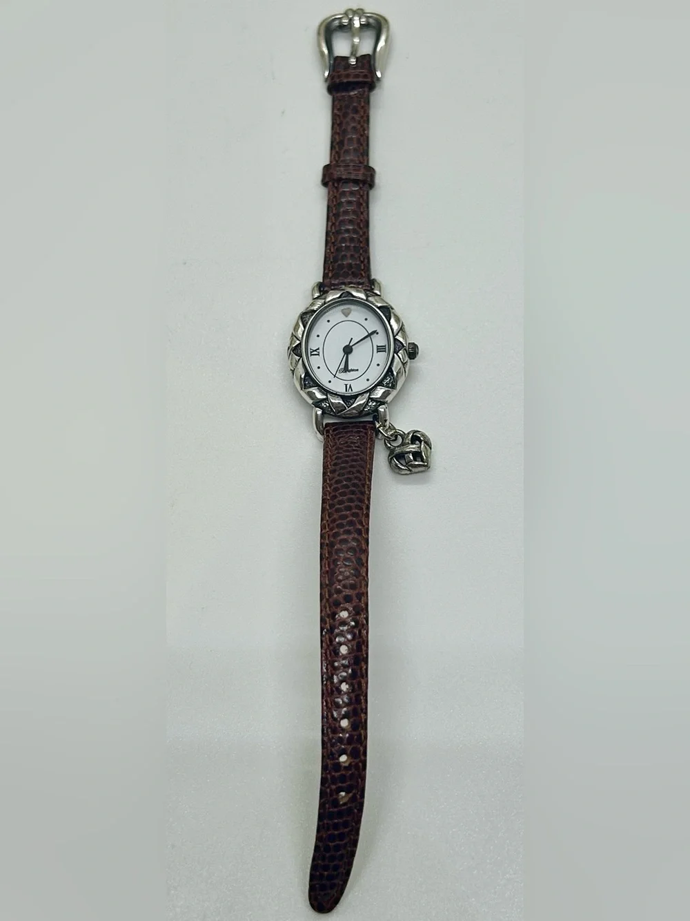 Brighton Vintage Carmel Women’s Quartz Watch Brown Leather Strap Heart Toggle
